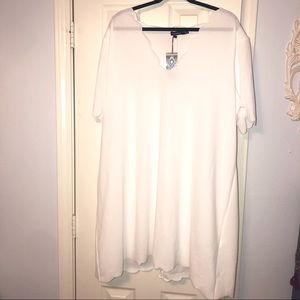 PLUS Scallop Edge V Neck Swing Dress